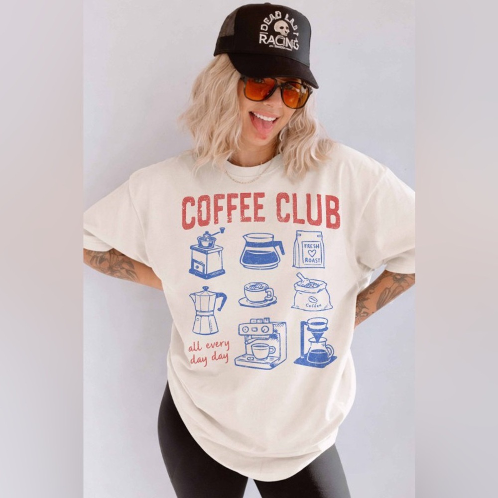 Coffee Club Oversized Graphic Tee